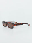 Sunglasses Rectangle tort frame  Brown tinted lenses  Moulded nose bridge 