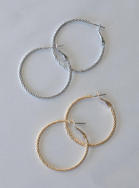 Earring pack Pack of four Silver & gold-toned Hoop style Latch back fastening
