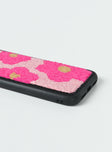 iPhone case Faux fur material  Floral print  Rubber edges 