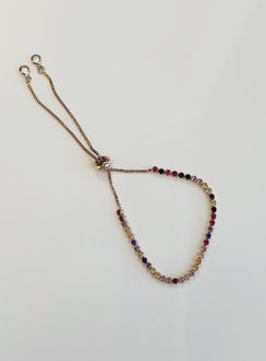 Bracelet Gold toned Diamante detail Adjustable length