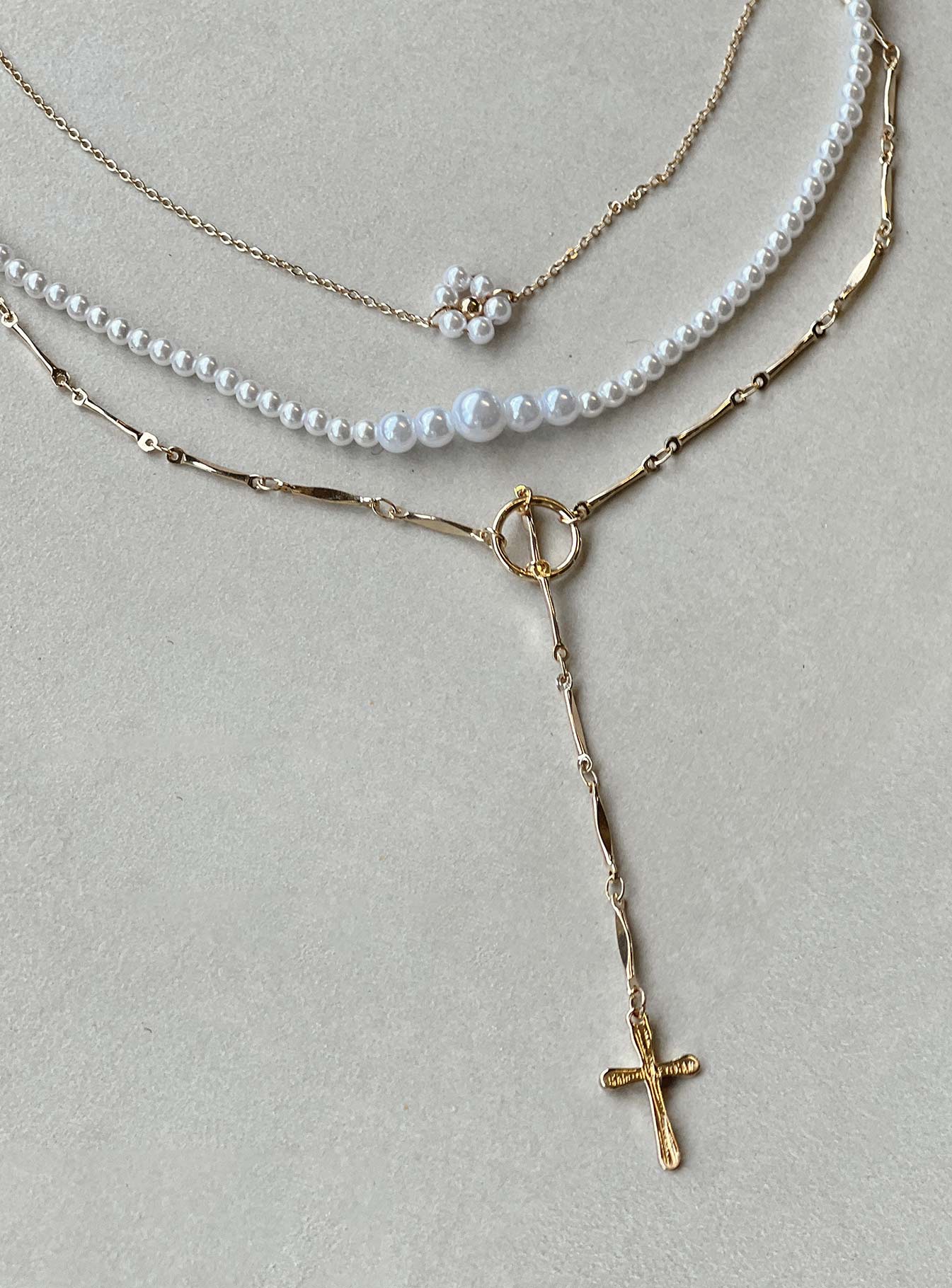 Necklace set Pearl detail  Drop charm