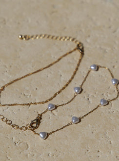 Anklet pack 70% brass, 30% plastic Pack of two Gold-toned Lobster clasp fastening Pearl detailing
