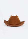 Cowboy hat Felt material  Adjustable rope chin strap  Stiff brim  OSFM 