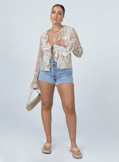 front view of model wearing Princess Polly Lucia Shirt Multi 