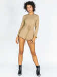 Aiken Long Sleeve Beige Romper