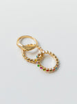 Ring set Pack of three Diamante detail Gold-toned