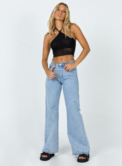 front view of model wearing Princess Polly Katie Top Black 