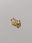 Earrings Hoop style  Gold-toned Latch fastening  Heart design