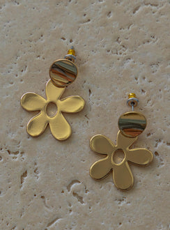 Earrings Princess Polly Exclusive 80% iron 20% brass Stud fastening  Drop charm  Gold-toned 