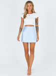   front view of model wearing Princess Polly Baisy Hill Mini Skirt Blue 