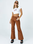 side view of model wearing Princess Polly Nadia Pants Brown 