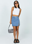   front view of model wearing Princess Polly The Lola Mini Skirt Denim 