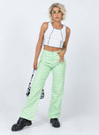 front view of model wearing Princess Polly The Ragged Priest Prism Jeans Green Mid Rise 