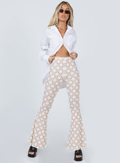 front view of model wearing Princess Polly Jerry Pants Beige 