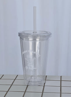 Coffee tumblr Clear plastic design Graphic print Straw included