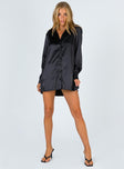 product Princess Polly High Neck  90210 Satin Shirt Mini Dress Black