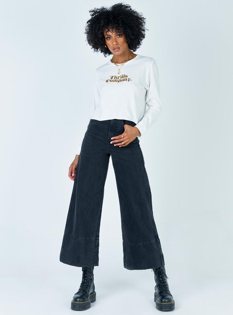 front view of model wearing Princess Polly Truckin' Crew Dirty White 