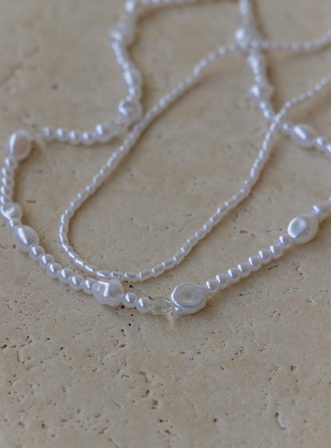 Necklace set Pearl beaded design Gold-toned hardware  Lobster clasp fastening 