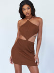 front view of model wearing Princess Polly Honey Mini Dress Brown 