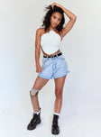 Gun Barrel City High Waisted Shorts Pale Blue Princess Polly high-rise 