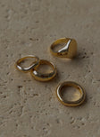 Ring pack 100% recycled zinc Pack of four  Gold-toned One signet style 