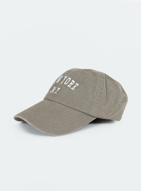 Grey dad cap Embroidered graphic Vintage wash Adjustable back strap