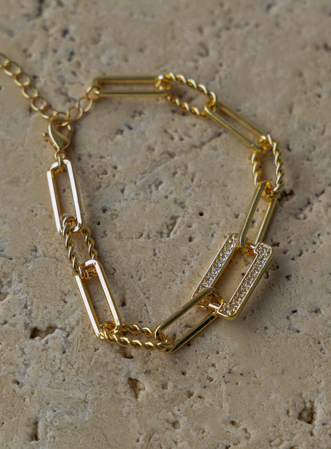 Bracelet Gold-toned  Diamante detail 