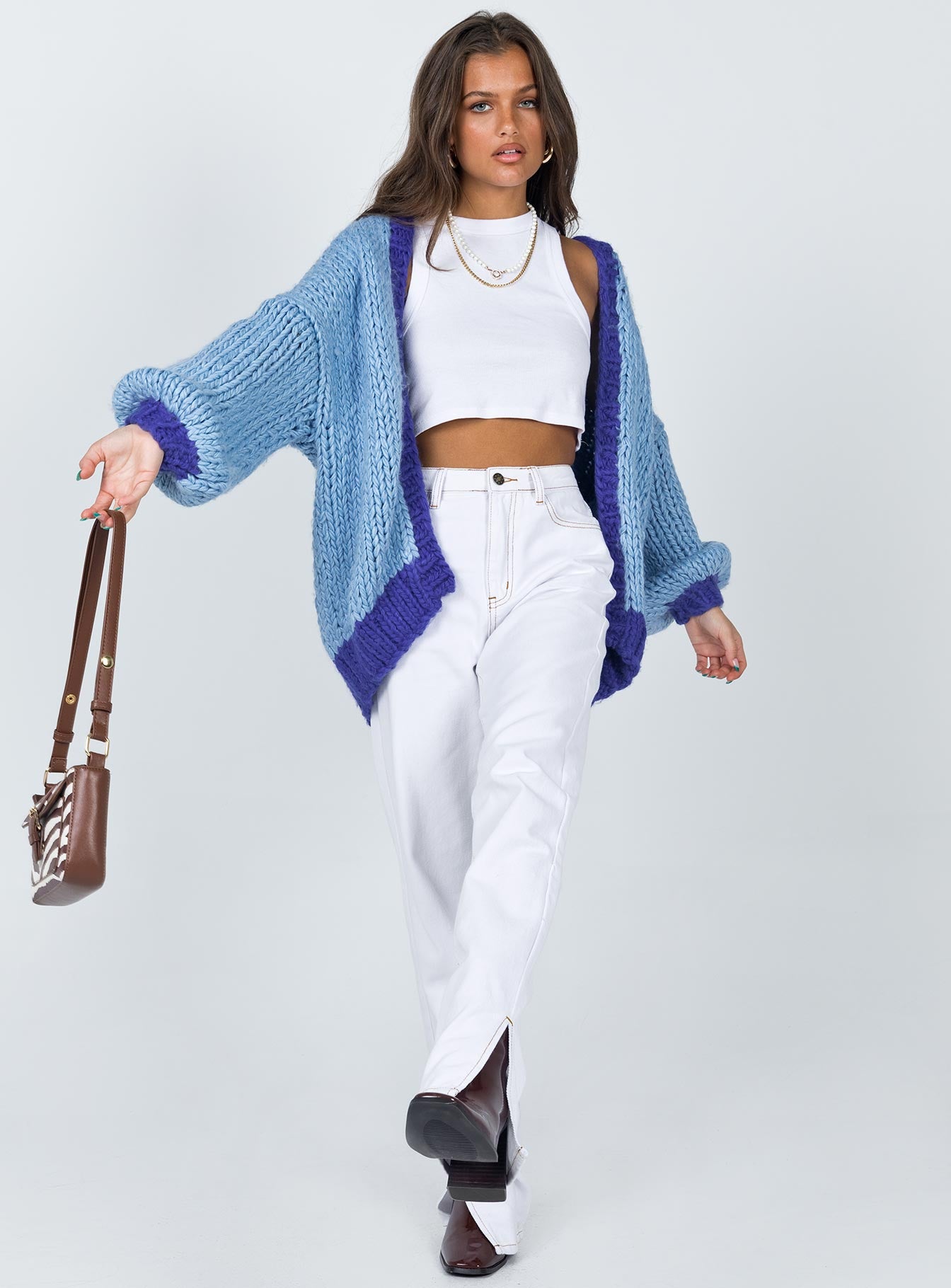 product Lester Knit Cardigan Blue Princess Polly  Cropped 