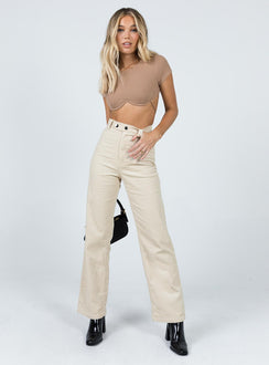 product Princess Polly Short Sleeves Square Neck  Becca Short Sleeve Crop Top Beige