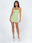 front view of model wearing Princess Polly Taylia Mini Dress Green 