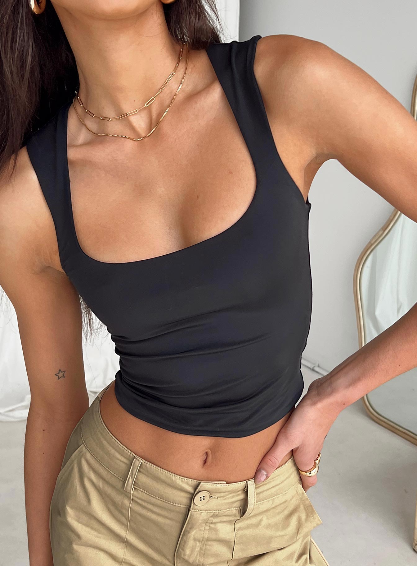 product Princess Polly Sleeveless Square Neck  Zoe Top Black