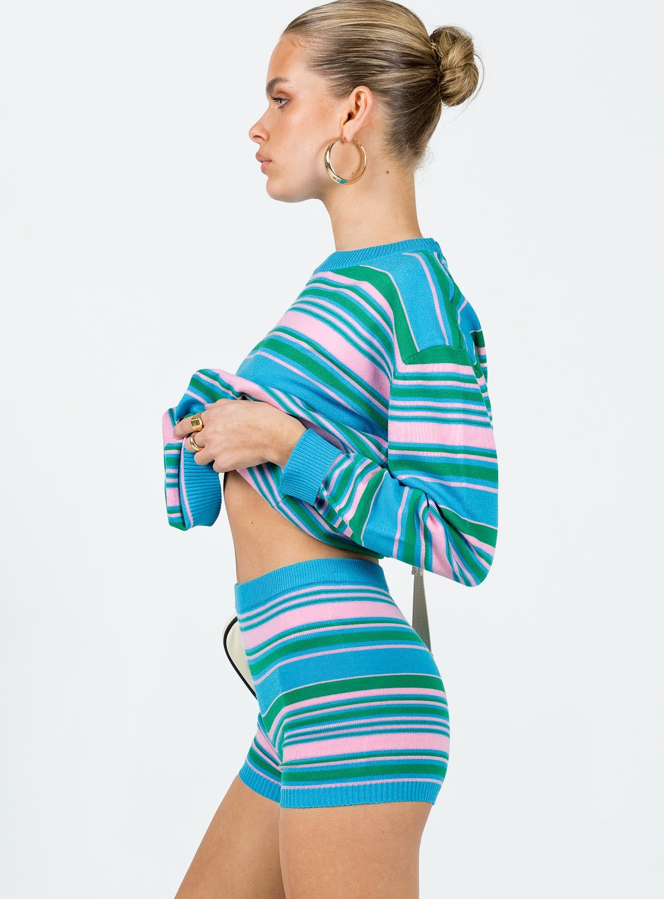 Shorts Knit material Striped print Elasticated waistband