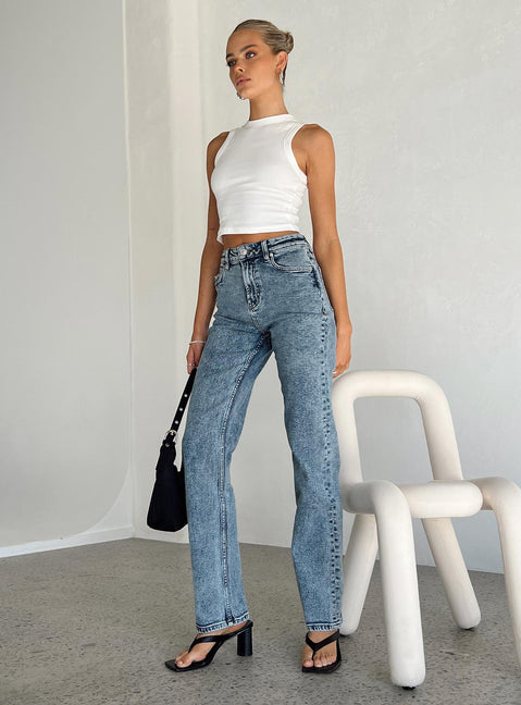 product Princess Polly High Waisted  Calabasas Straight Leg Jeans Denim