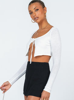 side view of model wearing Princess Polly Reeves Top White 