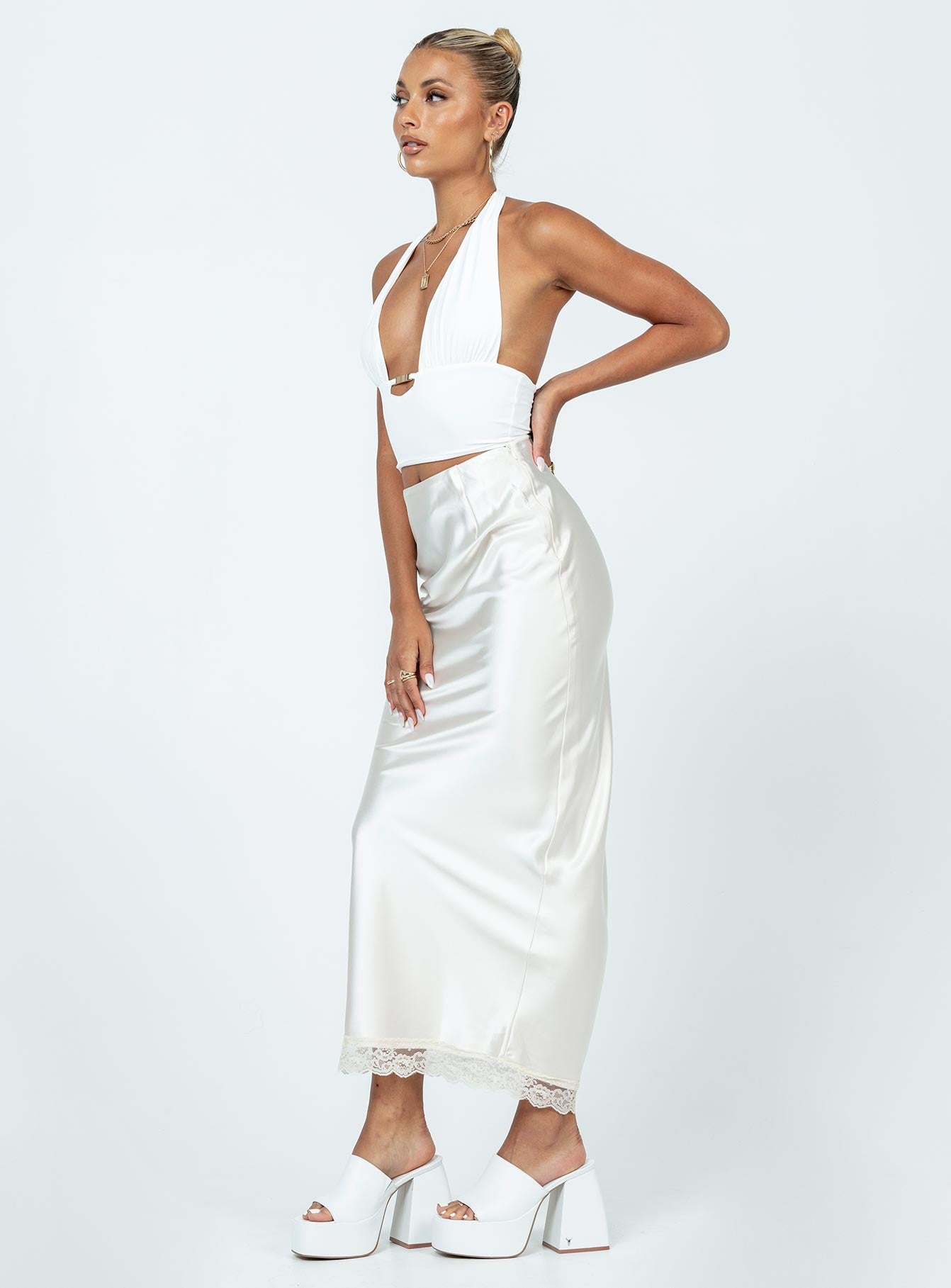 product Kamden Midi Skirt Cream Princess Polly  Maxi 