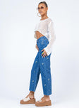 side view of model wearing Princess Polly Zaire Mom Denim Jeans High Waisted 