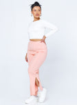 side view of model wearing Princess Polly Philipa Knit Pants Pink 