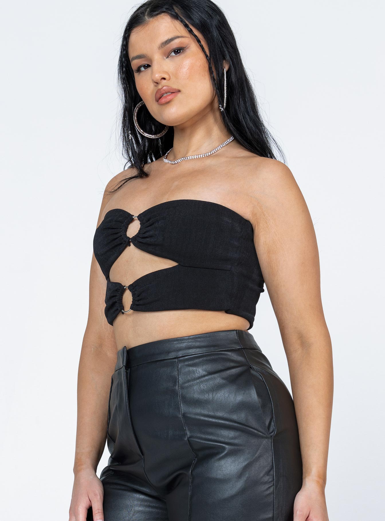 product Princess Polly Sleeveless Asymmetric Neckline  Takeover Top Black