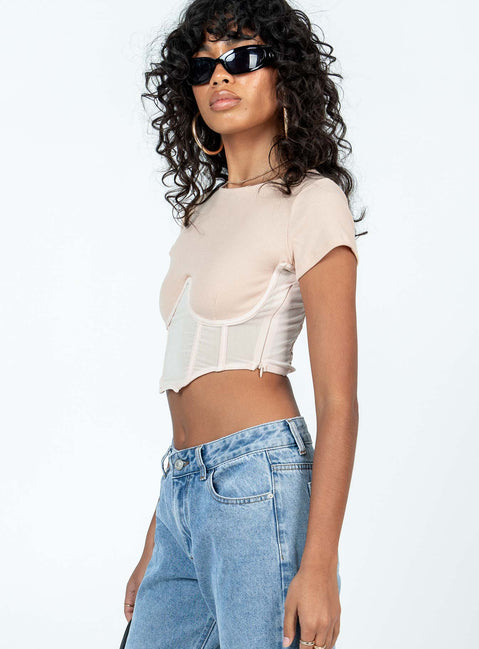 product Princess Polly Short Sleeves Sweetheart  Not Your Baby Corset Cream