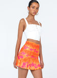   side view of model wearing Princess Polly Amelia Mini Skirt Orange Mini Skirts 