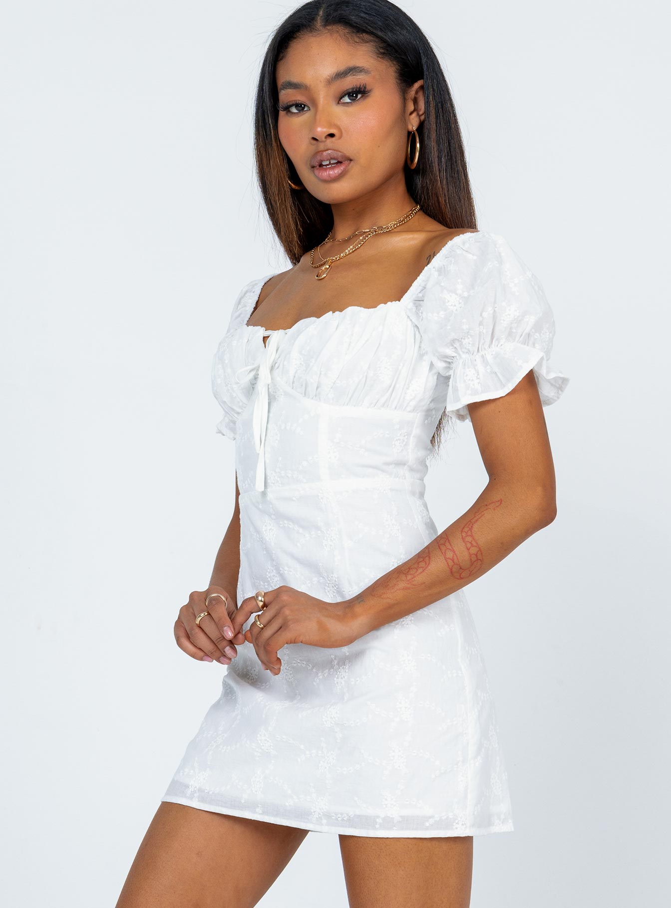 product Princess Polly Square Neck  White Rose Mini Dress White