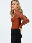 Princes Polly Full Sleeves  Olas Bodysuit Terracotta