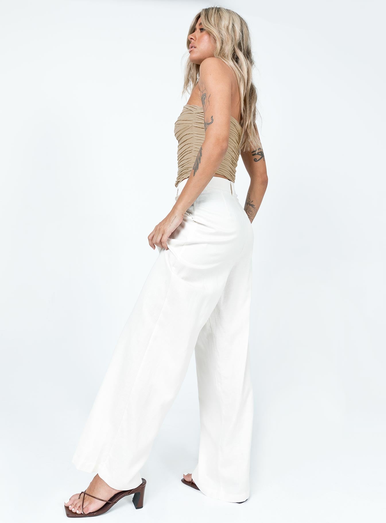 product Princess Polly High Waisted Pants High Waisted Pants High Waisted Pants  La Quinta Pant Off White