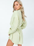 Princess Polly V-Neck  Bilari Textured Fabric Shirt Dress Green
