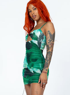 product Princess Polly Asymmetric Neckline  Poison Ivy Mini Dress Green