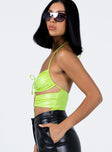 side view of model wearing Princess Polly Doja Bodysuit Green Sleeveless Sweetheart 