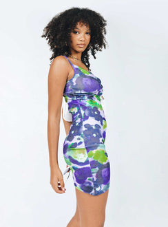 product Princess Polly High Neck  Motel Batia Dress Abstract Watercolour Blue