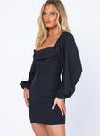 Princess Polly Cowl Neck  Lillie Long Sleeve Mini Dress Black