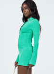 side view of model wearing Princess Polly Elanor Mini Dress Green 