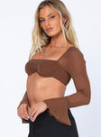 product Princess Polly Full Sleeves Sweetheart  Devin Long Sleeve Top Brown